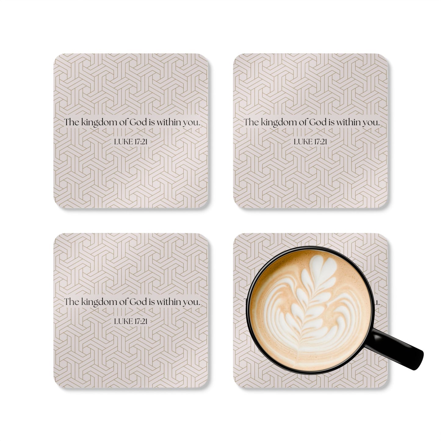 Luke 17:21 Corkwood Coaster Set