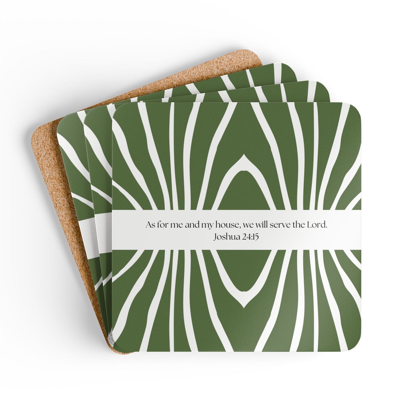 Joshua 24:15 Corkwood Coaster Set