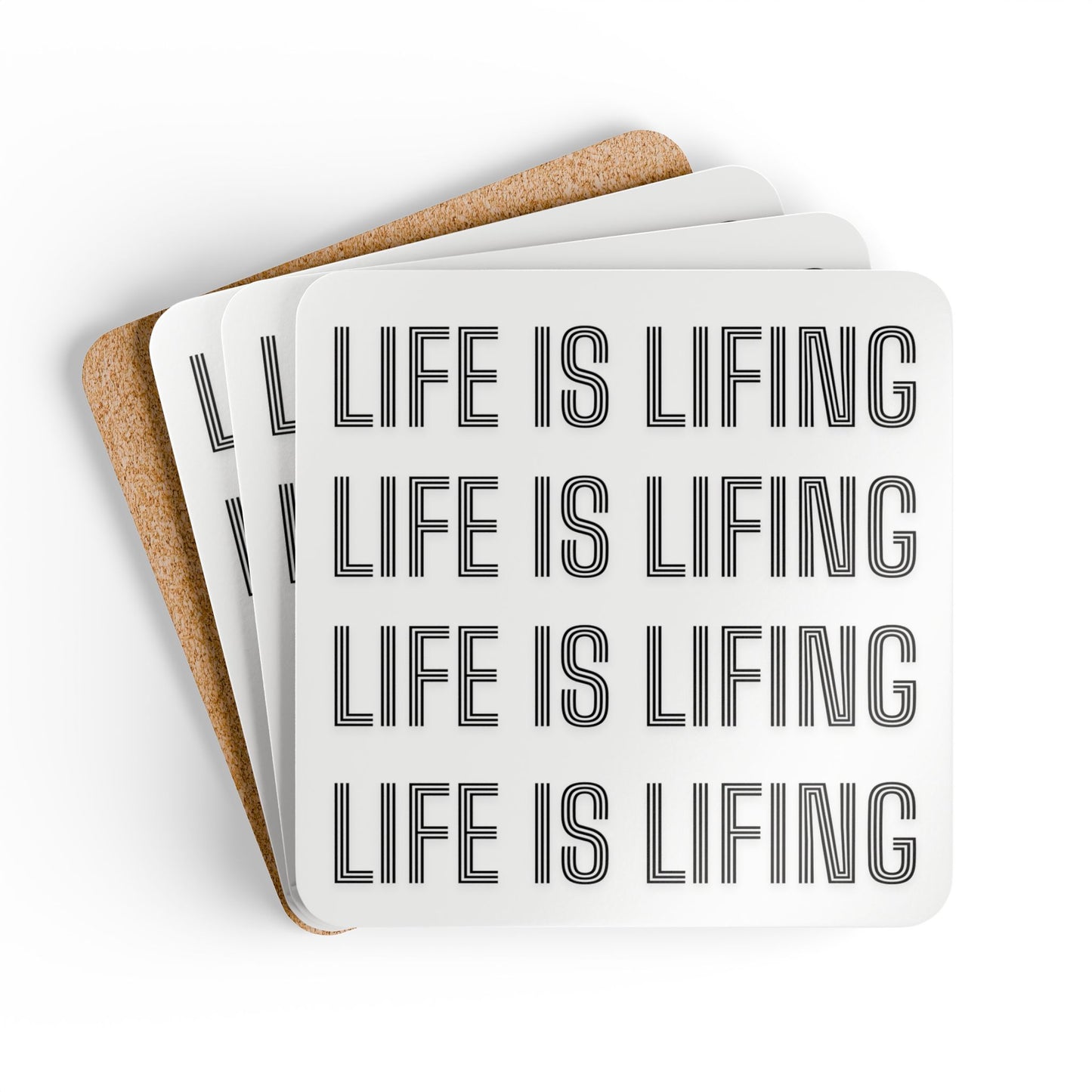 Life is Lifing Corkwood Coaster Set